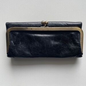 Hobo Black Leather Tri-fold Wallet/Clutch